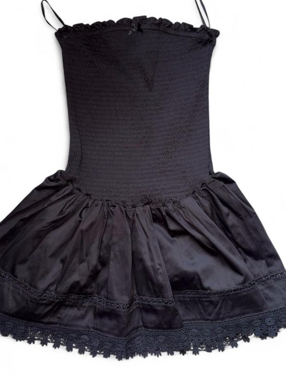 Forever 21 Black Strapless Ruffle Hem Mini Dress